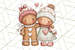 Kids with Gingerbread Cookies Clipart PNG, Cartoon Holiday Product Image 5