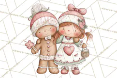Kids with Gingerbread Cookies Clipart PNG, Cartoon Holiday Product Image 2