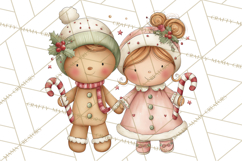 Kids with Gingerbread Cookies Clipart PNG, Cartoon Holiday Product Image 4