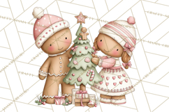 Kids with Gingerbread Cookies Clipart PNG, Cartoon Holiday Product Image 5