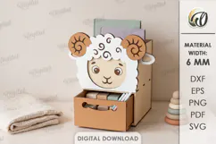 Kids Ram Desk Organizer with Drawer Laser Cut. Kids SVG Product Image 1