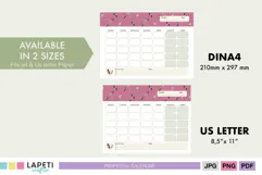 Undated printable calendar with Monday-start and Sunday-start versions included
