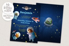 Kids Birthday Invitation - Animals in Space - PSD Template Product Image 1