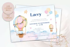 PSD Kids Birthday Invitation #8 - Hot Air Balloon Theme Product Image 1