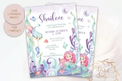 PSD Kids Birthday Invitation #7 - Ocean Mermaid Theme Product Image 1