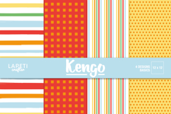 Birthday album backgrounds with red, yellow, blue, green and orange patterns.