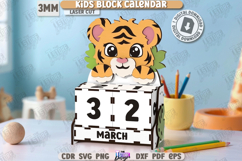 Kids Block Calendar Laser Cut| Child Room Décor |Kids Design Product Image 1