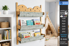 Kids Book Holder Laser Cut | Wall Bookshelf | Nursery Decor Product Image 1