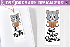Kids bookmark printable | Cute cat reading quote bookmark Product Image 1