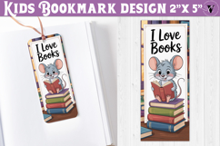 Kids bookmark printable | Cute mouse reading quote bookmark Product Image 1
