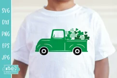 St Patricks Day Green Vintage Truck With Shamrocks SVG Product Image 4