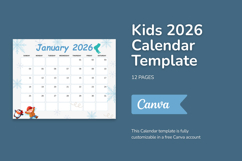 2026 Canva Kids Calendar Printable Template PDF Product Image 2
