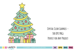 Festive Santa and reindeer characters in kawaii style