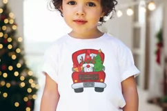 Kids Christmas truck sublimation design PNG