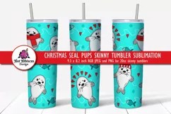 cute christmas seal pups skinny tumbler sublimation