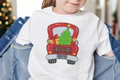 Kids Christmas truck sublimation design PNG