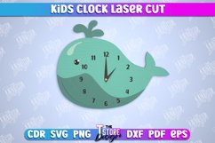 Kids Clock Whale Shape| Nursery Wall Décor | Children&#039;s Room Product Image 1