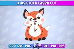 Kids Clock Fox Shape | Nursery Wall Décor | Children&#039;s Room Product Image 1