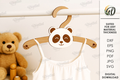 Kids Coat Hanger Laser Cut. Panda SVG Product Image 1