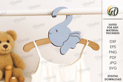 Kids Coat Hanger Laser Cut. Elephant SVG Product Image 1