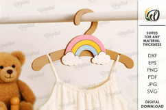 Kids Coat Hanger Laser Cut. Rainbow SVG Product Image 1