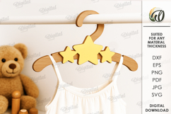 Kids Coat Hanger Laser Cut. Stars SVG Product Image 1