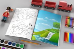 Kids coloring book mockup PSD | Open empty book mockup Product Image 1
