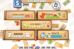 Kids Dominoes Laser Cut Bundle|Cute Animals SVG|Find a Match Product Image 1