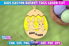 Personalized Kids Easter Egg Basket Tag Laser Cut SVG Design Product Image 1