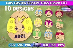 Kids Easter Basket Tags Laser Cut Bundle, Easter Gift Tags Product Image 1