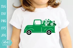 St Patricks Day Green Vintage Truck With Shamrocks SVG Product Image 1