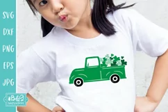 St Patricks Day Green Vintage Truck With Shamrocks SVG Product Image 5