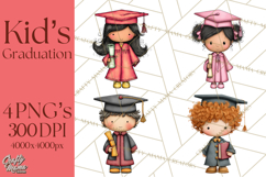 Kids Graduation Clipart PNG, Preschool Kindergarten Kids Product Image 1