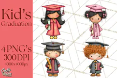 Kids Graduation Clipart PNG, Preschool Kindergarten Kids Product Image 1