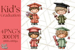 Kids Graduation Clipart PNG, Preschool Kindergarten Kids Product Image 1