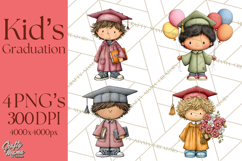 Kids Graduation Clipart PNG, Preschool Kindergarten Kids Product Image 1