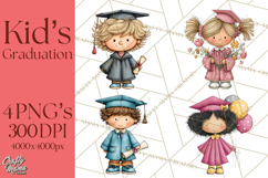 Kids Graduation Clipart PNG, Preschool Kindergarten Kids Product Image 1