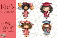 Kids Graduation Clipart PNG, Preschool Kindergarten Kids Product Image 1
