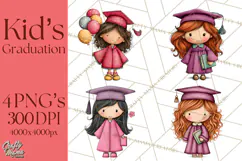 Kids Graduation Clipart PNG, Preschool Kindergarten Kids Product Image 1