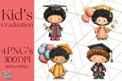 Kids Graduation Clipart PNG, Preschool Kindergarten Kids Product Image 1