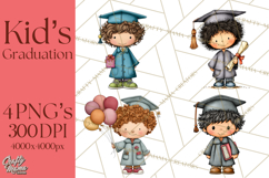 Kids Graduation Clipart PNG, Preschool Kindergarten Kids Product Image 1