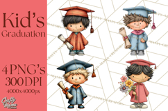 Kids Graduation Clipart PNG, Preschool Kindergarten Kids Product Image 1