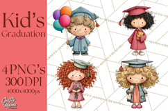 Kids Graduation Clipart PNG, Preschool Kindergarten Kids Product Image 1