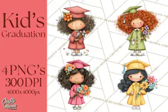 Kids Graduation Clipart PNG, Preschool Kindergarten Kids Product Image 1