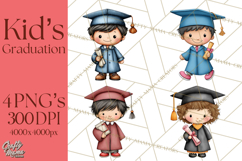 Kids Graduation Clipart PNG, Preschool Kindergarten Kids Product Image 1