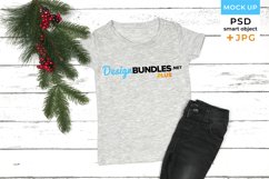Grey t-shirt mockup Christmas | Christmas shirt mockup Product Image 1