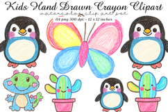 Kids Hand Drawn Crayon Clipart Product Image 1