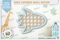 Kids Room Wall Decor Laser Cut. Baby Room SVG. Rocket SVG Product Image 1