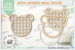 Kids Room Wall Decor Laser Cut. Baby Room SVG. Cute Bear SVG Product Image 2