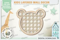 Kids Room Wall Decor Laser Cut. Baby Room SVG. Cute Bear SVG Product Image 1